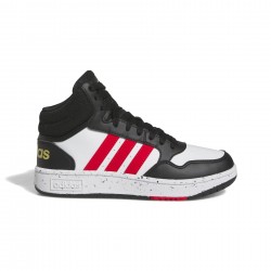 ADIDAS KIDS SHOES HOOPS MID K HR0227 black-white-red