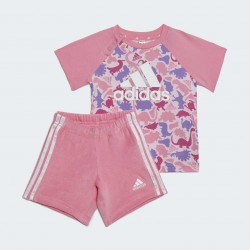 ADIDAS iNFANT DINO CAMO ALLOVER PRINT TEE AND SHORT SET pink