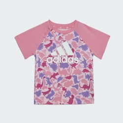 ADIDAS iNFANT DINO CAMO ALLOVER PRINT TEE AND SHORT SET pink