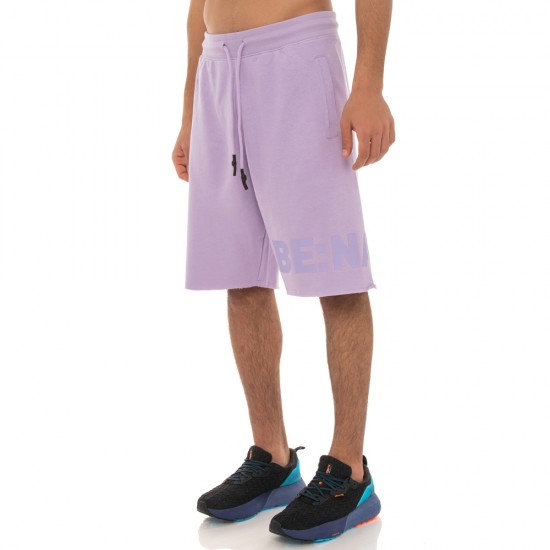 BE:NATION MEN ESSENTIALS TERRY SHORTS WITH RAW EDGES purple APPAREL