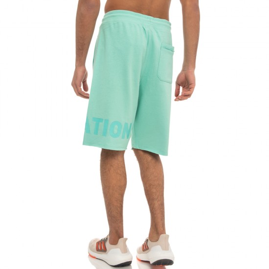 BE:NATION MEN ESSENTIALS TERRY SHORTS WITH RAW EDGES mint APPAREL