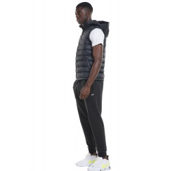 BODY ACTION MEN'S PADDED GILET WITH HOOD black