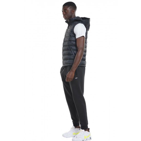 BODY ACTION MEN'S PADDED GILET WITH HOOD black APPAREL