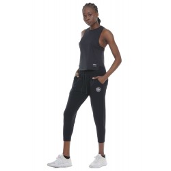 BODY ACTION WOMEN 3/4 STRETCH FRENCH TERRY PANTS black