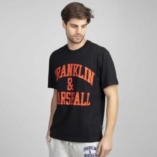 Ρουχα ανδρικα - FRANKLIN MARSHALL MEN T-SHIRT big logo μαύρο-κόκκινο ΡΟΥΧΑ