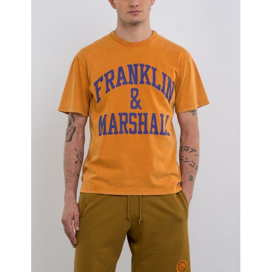 FRANKLIN MARSHALL MEN T-SHIRT big logo orange APPAREL