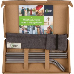 HEALTHY HUMAN STAINLESS STEEL STRAWS - 5piece TRAVEL SET