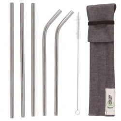 HEALTHY HUMAN STAINLESS STEEL STRAWS - 5piece TRAVEL SET
