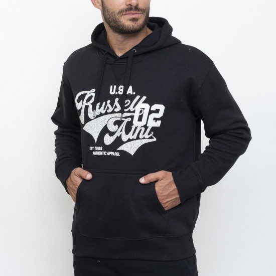 RUSSELL ATHLETIC MEN PULL OVER HOODIE A3-020-2 black APPAREL