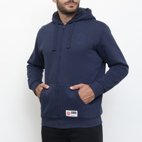 RUSSELL ATHLETIC MEN ZIPHOODIE WITH SHERPA A3-041-2 navy blue APPAREL