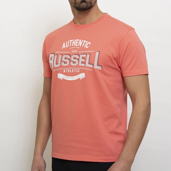 RUSSELL ATHLETIC MEN CREWNECK T-SHIRT A3-008-1 coral APPAREL