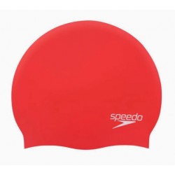 SPEEDO ADULTS PLAIN MOULDED SILICONE CAP red