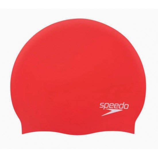 SPEEDO ADULTS PLAIN MOULDED SILICONE CAP red Accessories