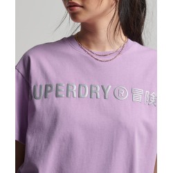 SUPERDRY WOMEN CODE CL LINEAR LOOSE T-SHIRT mid lilac
