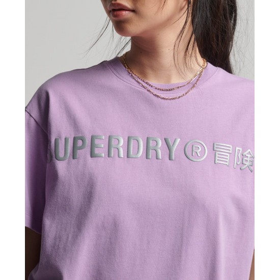 SUPERDRY WOMEN CODE CL LINEAR LOOSE T-SHIRT mid lilac APPAREL