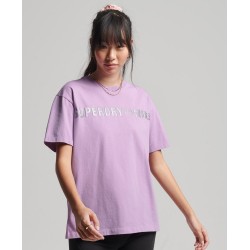 SUPERDRY WOMEN CODE CL LINEAR LOOSE T-SHIRT mid lilac