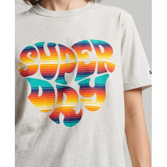SUPERDRY WOMEN VINTAGE SCRIPTED INFILL T-SHIRT grey APPAREL