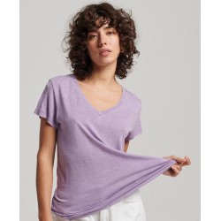 SUPERDRY WOMEN SLUB V-NECK T-SHIRT purple