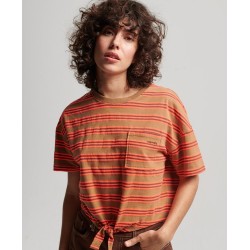 SUPERDRY WOMEN VINTAGE BOXY TIE FRONT TEE brown-coral