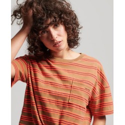SUPERDRY WOMEN VINTAGE BOXY TIE FRONT TEE brown-coral