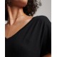 SUPERDRY WOMEN SLUB EMBROIDERED V-NECK T-SHIRT black APPAREL