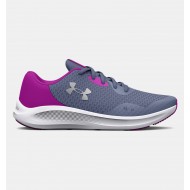 UNDER ARMOUR KIDS RUNNING SHOES GGS CHARGED PURSUIT 3 grey-purple
