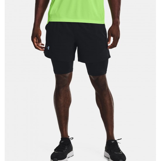 UNDER ARMOUR MEN LAUNCH 5" 2in1 SHORTS 1372631 black APPAREL