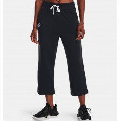 UNDER ARMOUR WOMEN RIVAL TERRY FLARE CROP PANTS black