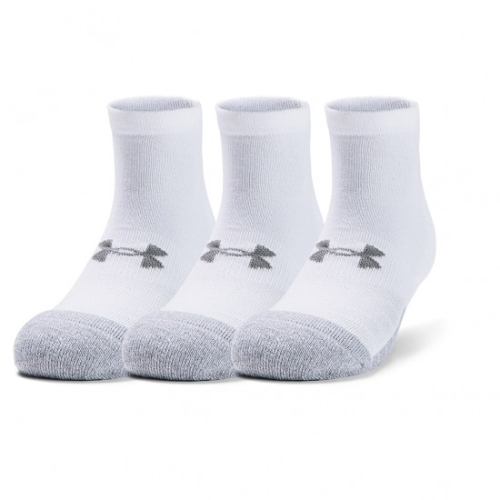 ΚΑΛΤΣΕΣ - UNDER ARMOUR HEATGEAR LOW CUT  unisex socks (3pack) white ΑΞΕΣΟΥΑΡ
